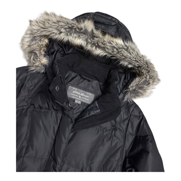 EDDIE BAUER Down Fill Faux Fur Winter Puffer Parka Jacket Coat Womens Small - Picture 3 of 7